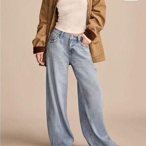 Lucky Brand Wide Leg Pleated Liquid Denim Luxe Palazzo